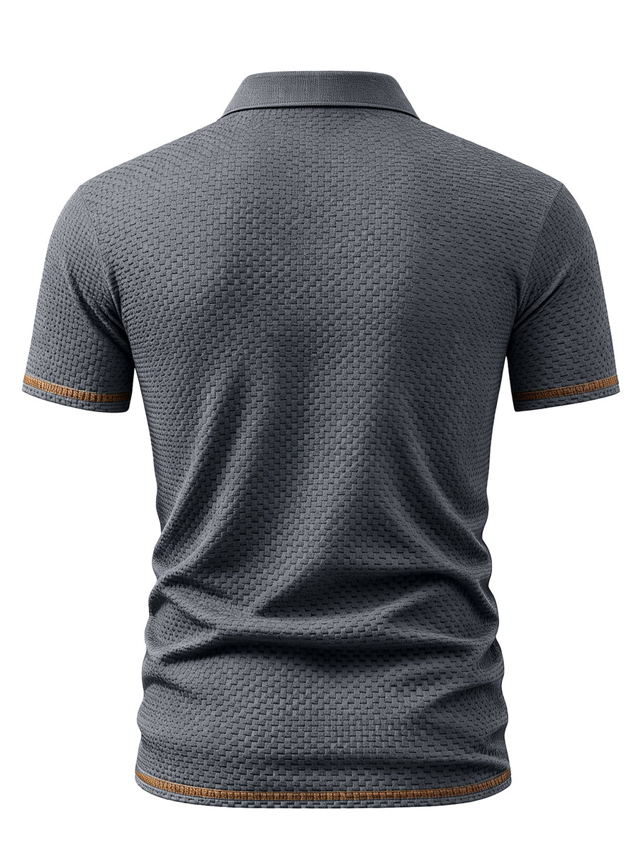 A06-1576BOSS Men's 2pcs Waffle Knit Textured Short-Sleeve Polo Shirt, Three-Dimensional Breathable Non-Deforming T-Shirt, Summer Business Casual Versatile Durable Men's Top, Multiple Colors Available - Gray Blue