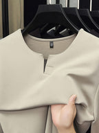 Spring/Autumn New Fashion Slim Fit Men'S Small V-Neck Long Sleeve Sweatshirt Comfortable Skin-Friendly Main Push Style - SINBOS - Beige Color
