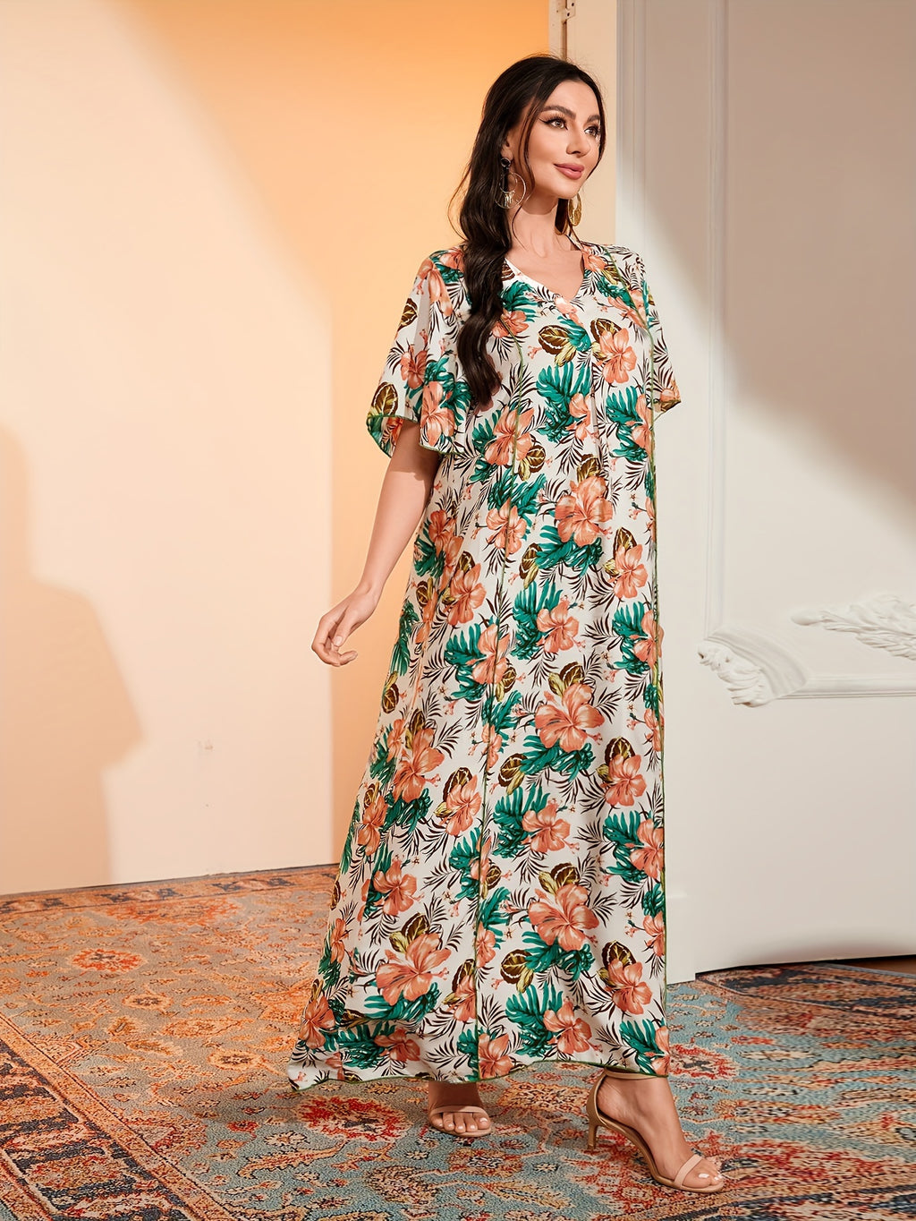 Spring/Summer -Like Casual Vacation Women's Home Wear Short Sleeve Robe - White