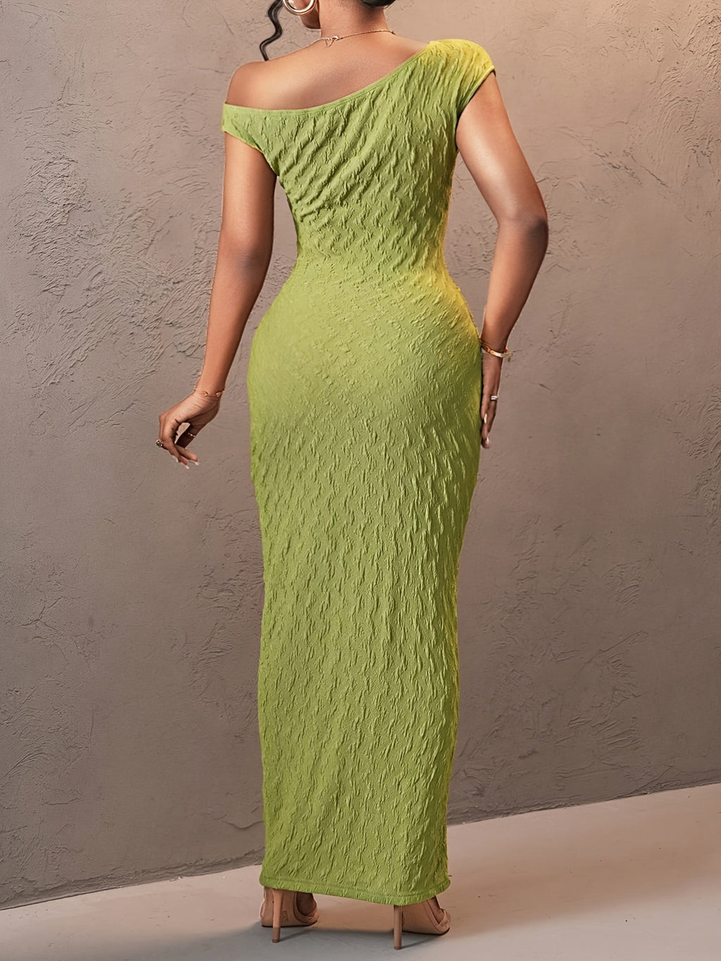 Women's Sexy Asymmetrical Off-Shoulder Sleeveless Bodycon Wrap Dress, Vacation Date, Fashion Commute - Matcha Color