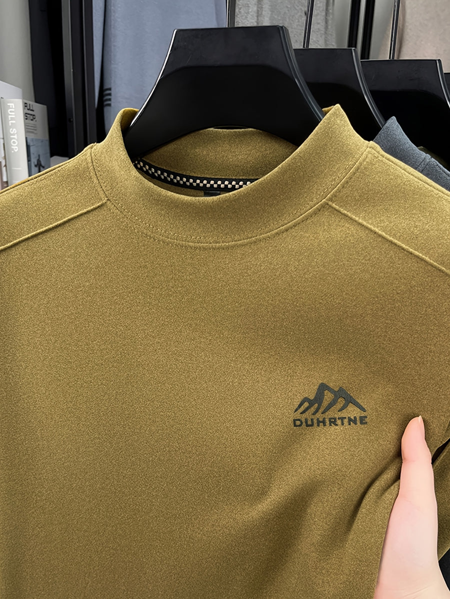 Minimalist Urban Velvet Base Layer for Warmth and Urban Casual Style - Brown Golden