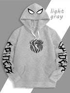 Warner Authorized Unisex Autumn Winter Hooded Sweatshirt, Suitable for Dark Gothic Enthusiasts, Street Fashion Players, Campus Daily Outings, Casual Shopping, Couple And Best Friend Trendy Wear - Light Grey