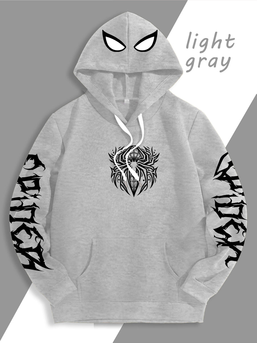 Warner Authorized Unisex Autumn Winter Hooded Sweatshirt, Suitable for Dark Gothic Enthusiasts, Street Fashion Players, Campus Daily Outings, Casual Shopping, Couple And Best Friend Trendy Wear - Light Grey