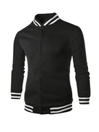 Men's Cross-Border Winter Jacket; American Casual Loose Stand Collar Baseball Jacket; College Style Baseball Shirt - Black