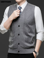 Men's Jacquard, Solid Color Knit Cardigan, Warm Casual Layering Top for Fall and Winter - Medium Gray