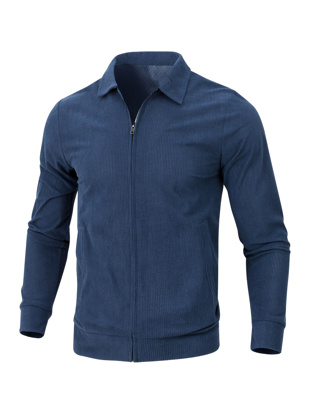[Pearson OBM] Spring/Autumn New Men'S Solid Color Fashion Corduroy Jacket, Suitable for Outdoor Leisure Activities And Daily Work Commute - Blue