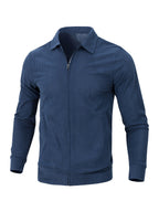 [Pearson OBM] Spring/Autumn New Men'S Solid Color Fashion Corduroy Jacket, Suitable for Outdoor Leisure Activities And Daily Work Commute - Blue