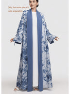 ZD1026050 Vintage Tie-Dye Blue Patchwork Robe, Niche Design, Formal Evening Wear, Elegant Choice for High-End Social Occasions, Luxurious Texture Muslim - Blue