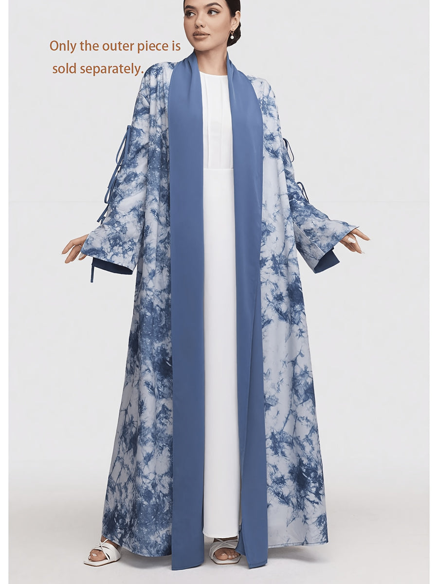 ZD1026050 Vintage Tie-Dye Blue Patchwork Robe, Niche Design, Formal Evening Wear, Elegant Choice for High-End Social Occasions, Luxurious Texture Muslim - Blue