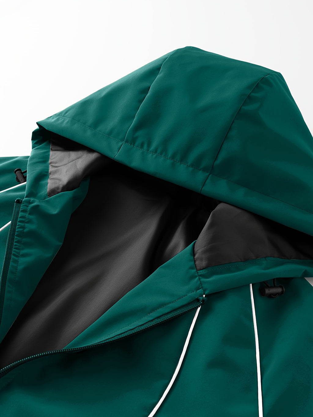 Men's Lightweight Hooded Zip-Up Jacket with White Drawstrings, Thin Style, Suitable for All Seasons, JK5689 - Green