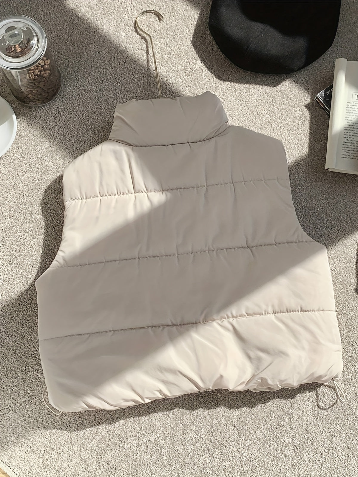 Women's Casual Vest Winter Jacket Zipper Autumn/Winter Vest Outerwear - Apricot