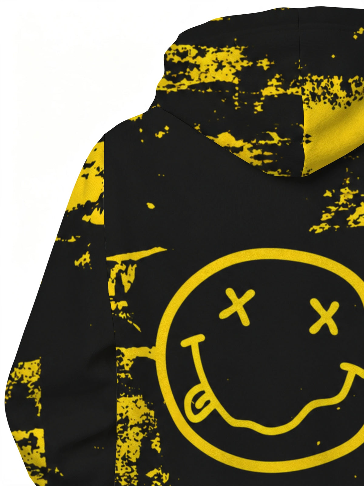 Men'S Printed Hoodie, Vintage Distressed Smiley Face Pattern Streetwear, Loose Fit Casual Pullover Hooded Sweatshirt, Comfortable Daily Wear, Trendy Brand Versatile Outerwear for Spring And Autumn - Mixed colors