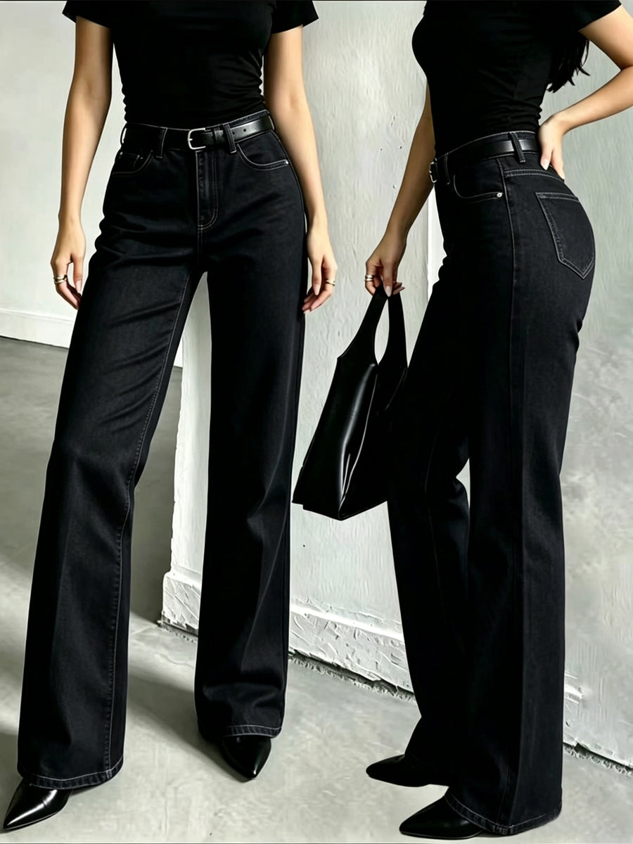 A10050# Simple and Stylish Jeans - Black