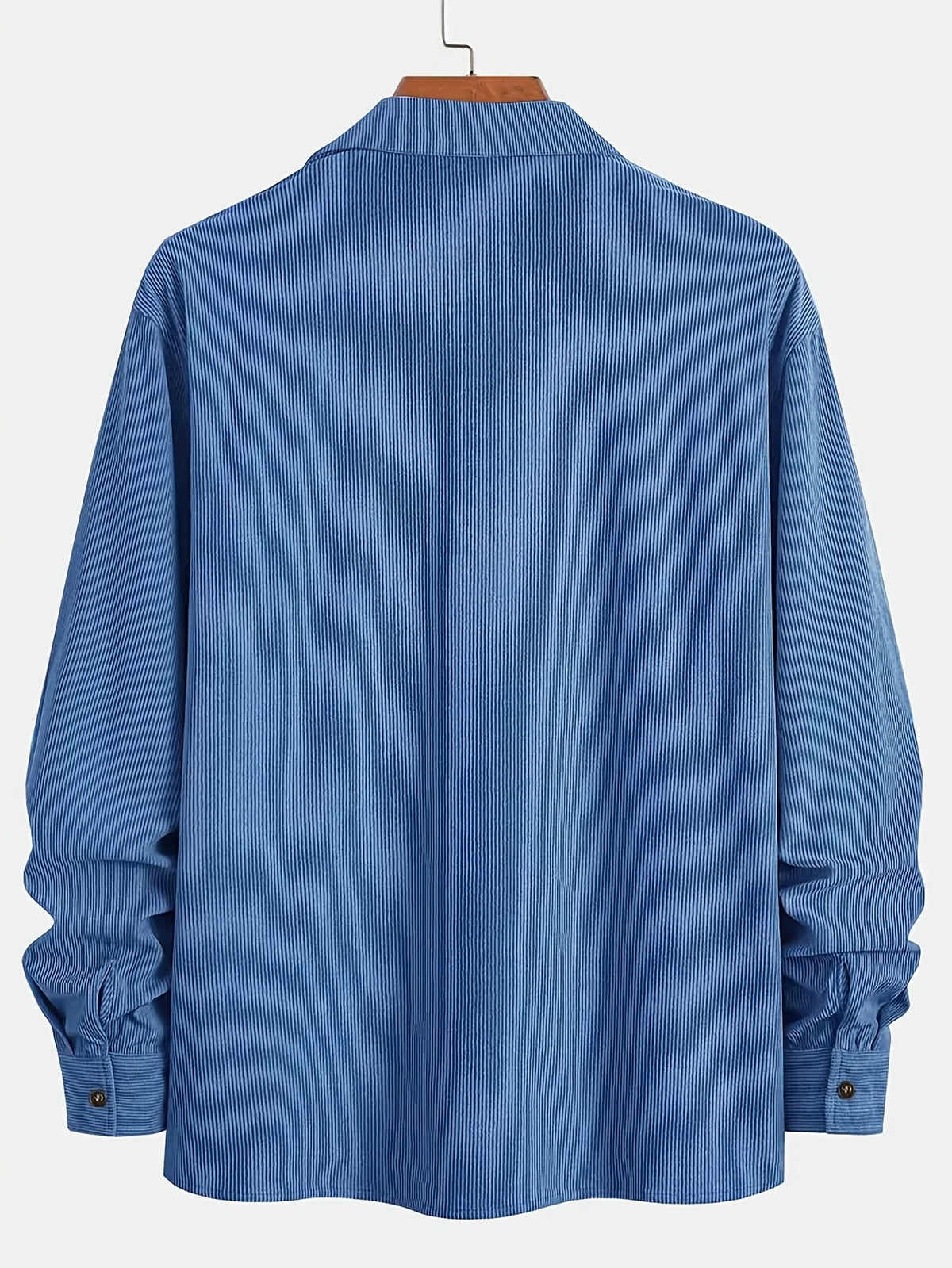 Men's Corduroy Shirt - American Retro Solid Color Long Sleeve Shirt for Men, Casual Wrinkle-Resistant Non-Iron Corduroy Shirt with Two Pockets, Trendy Versatile Corduroy Jacket for Sports, Outdoor, and Daily Wear. - Sky Blue