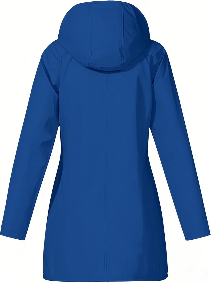 Women's jacket hooded lightweight outdoor long hooded windbreaker - Blue