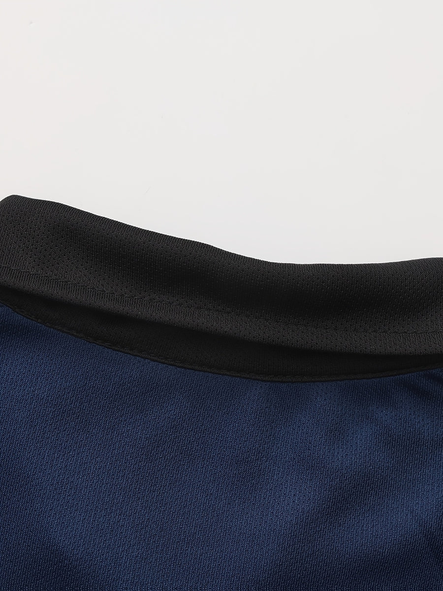 Men'S Casual Sports Solid Polo Shirt with Short Sleeves - Navy Color