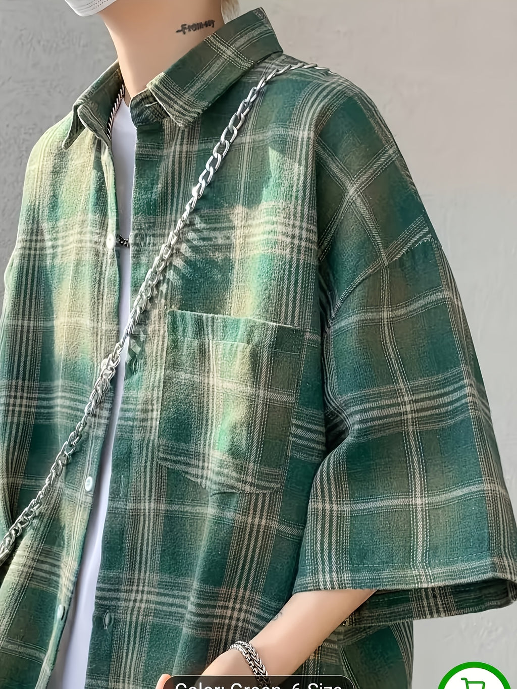 Men's Summer Fashion Short-sleeve Button- Shirt with a Plaid Pattern, Both Stylish and Versatile, Perfect for Daily Wear, Dates, and Beach Vacations - Olive Green