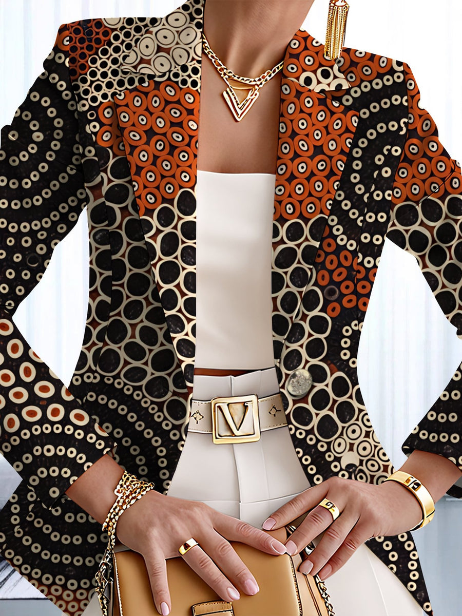 This Stylish and Elegant Women's Blazer Is Designed Specifically for the Spring and Autumn Seasons. As a Versatile Lapel Jacket, It Is Suitable for a Wide Range of Occasions Offering a Look That Is Both Creative and Highly Fashionable. - Black Bottom Apricot