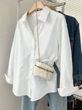 Solid Color Long Sleeve French Shirt for Women New Arrival - White