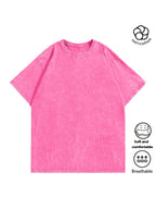 Men Heavyweight Short Sleeve T Shirt Washed Vintage Fashion Print Acid Wash Distressed Grunge Style Pure Breathable Fabric High Street Hip Hop Loose Fit Gym Fitness Workout Tops Casual Clothing 2026 - Rose Red