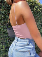 Women'S Strappy Ruched Cami Top - Pink