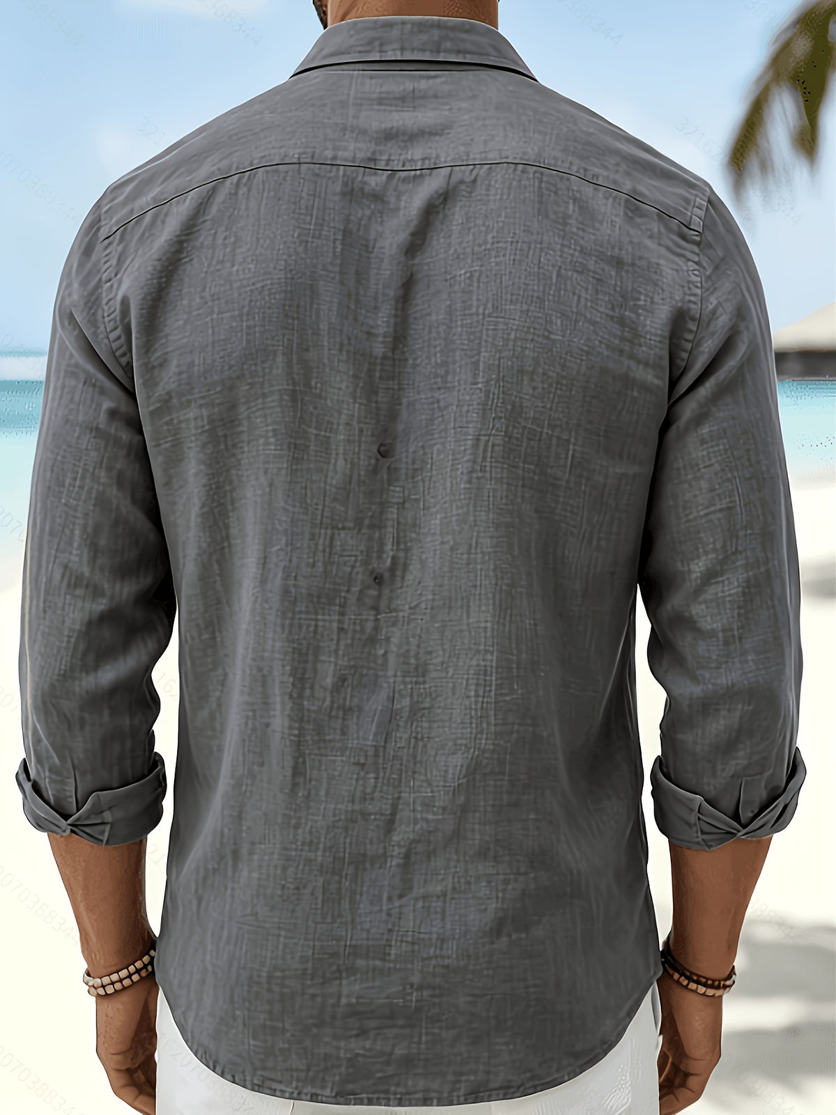 Men's Vintage Lapel Striped Shirt, Vacation Casual Long-Sleeve Shirt. Available in Multiple Colors - Grey