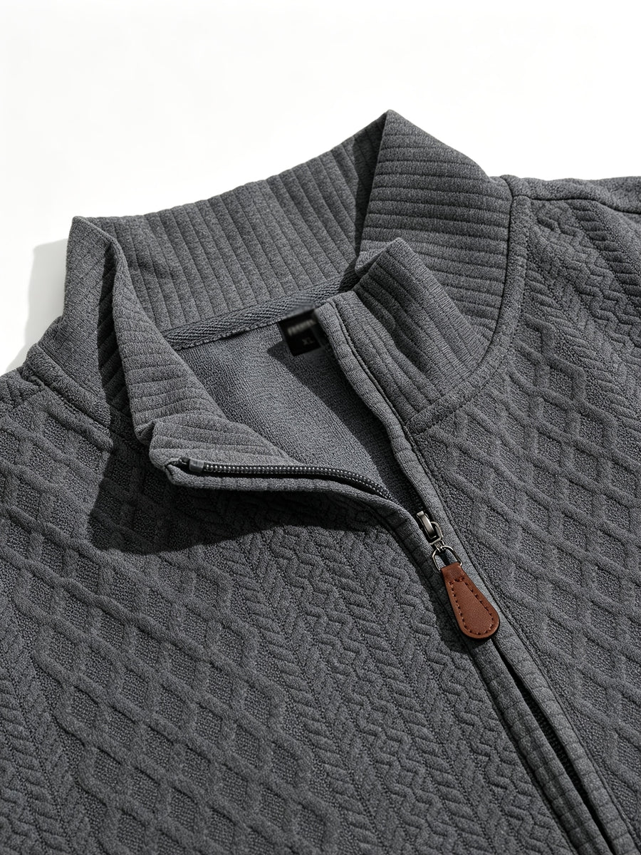 BOWZ Men's Fashion Henley Shirt, Solid Color Half-Zip Knit Top, Autumn/Winter Casual Long-Sleeve T-Shirt, Stylish and Versatile, Warm and Breathable, Suitable for Outdoor Sports and Daily Wear, Random Fabric Texture - Dark Gray