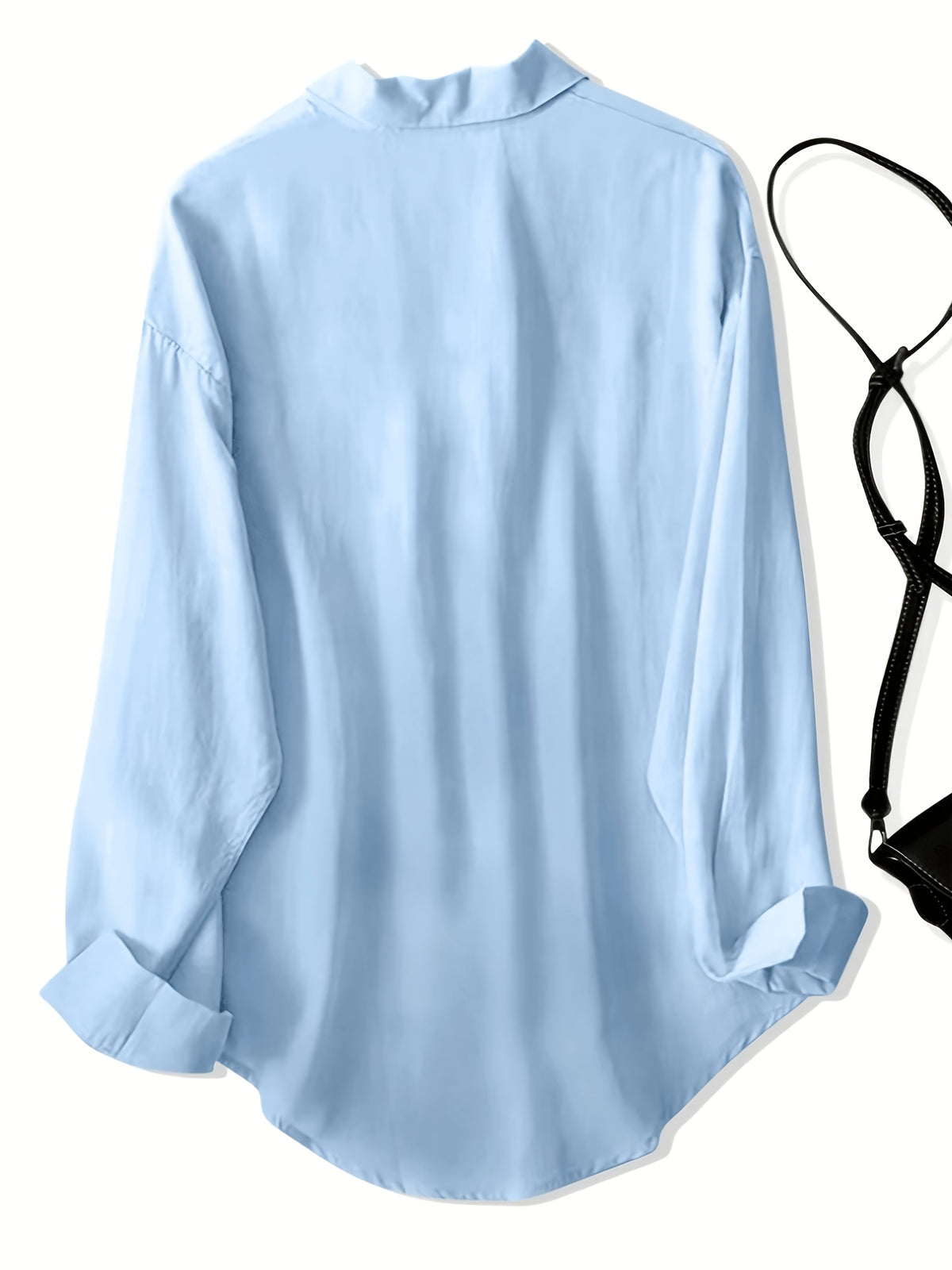 Women'S Classic Solid Color Casual Shirt - Light Blue