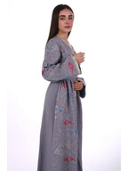 Middle East Women's New Traditional Style Dress Kaftan Robe Jalabiya Festival Evening Gown Abayas Suitable for Holiday Party Wear Women's Evening Dress, Casual Dress with belt - Grey
