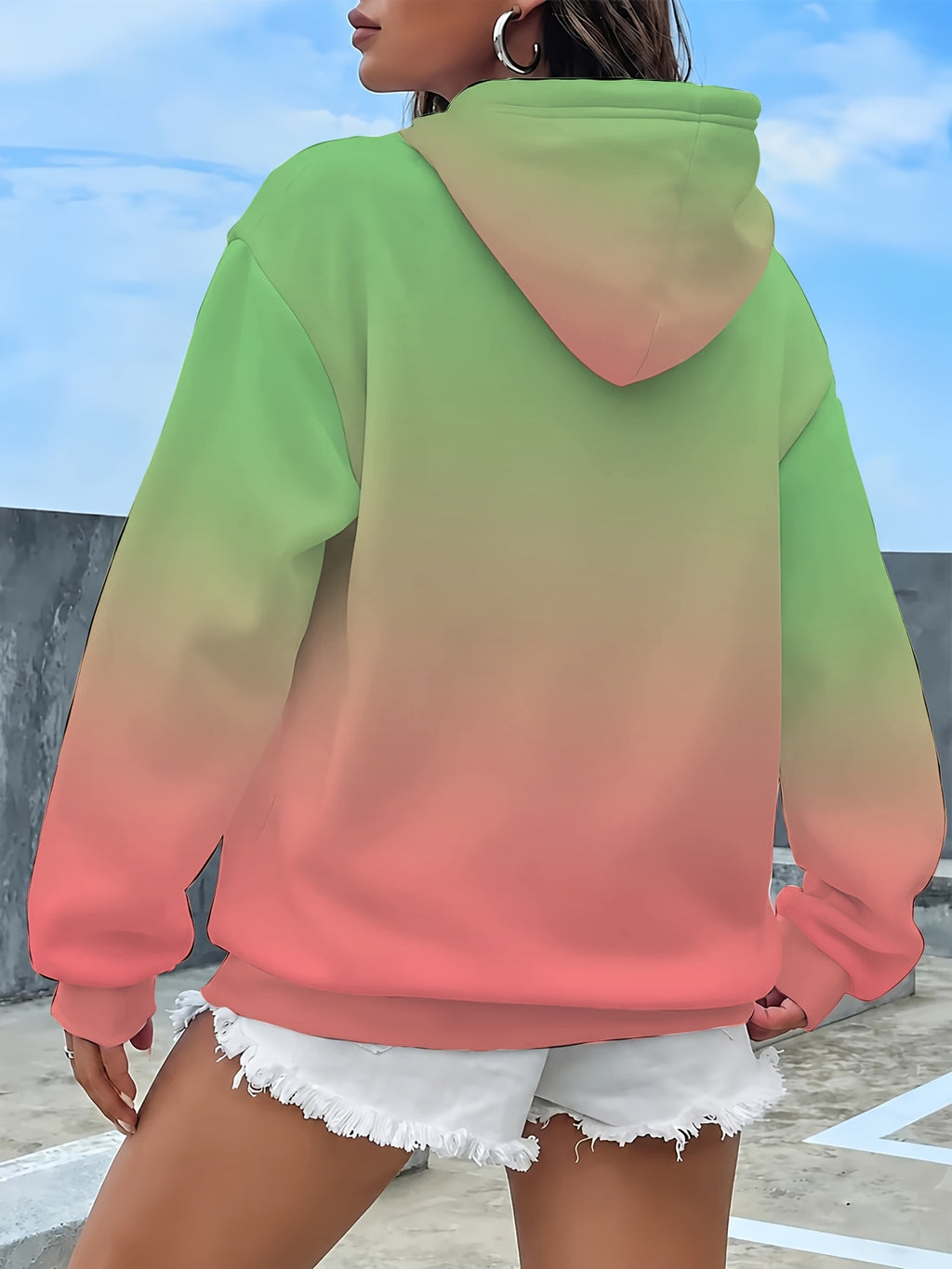 Women'S Long Sleeve Drawstring Sweatshirt, Casual Loose Pocket Sweatshirt - Mixed colors