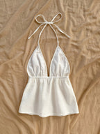 Solid Floral Texture Cute Top - Off-white