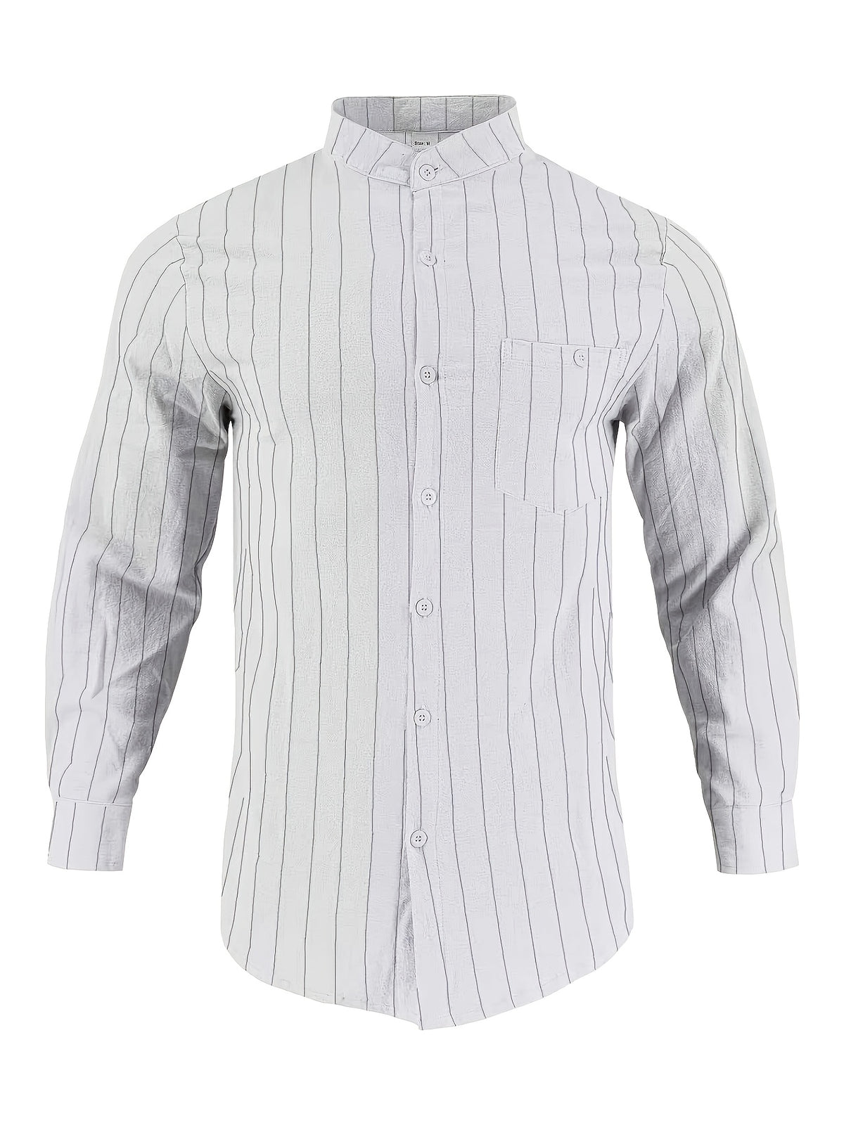 Pearson OBM 3pcs Set Men's Striped Linen Long-Sleeve Shirt; Sporty Casual Lapel Shirt with Pockets; Fashionable, Breathable, and Comfortable Fabric; Top for Beach Vacations and Outdoor Travel - White+black+khaki