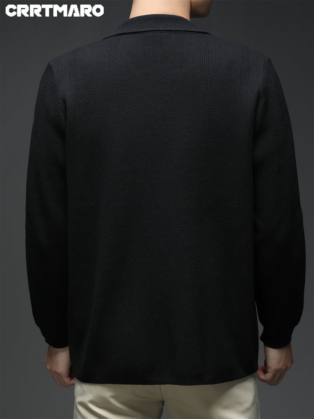 ZBZP Men's Autumn/Winter Knitted Sweater - Premium Warm Winter Cardigan, New Arrival Oversized Loose Fit Open Front Cardigan for Men - Black