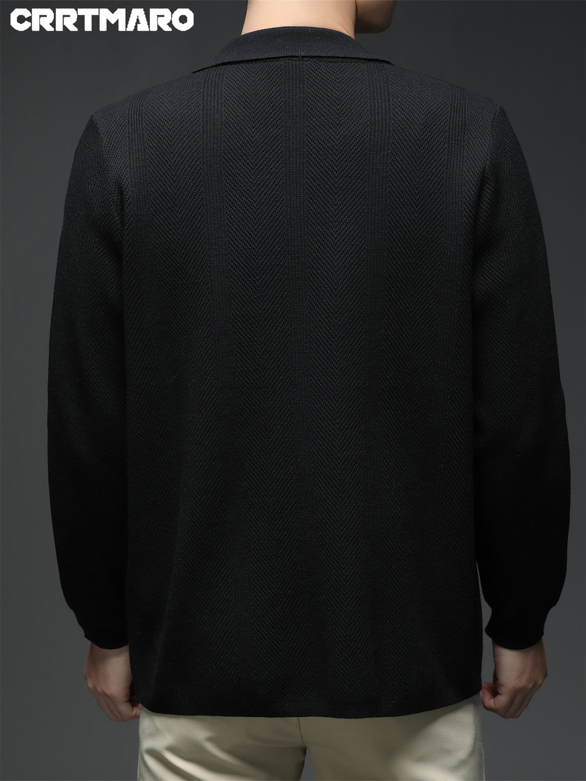 ZBZP Men's Autumn/Winter Knitted Sweater - Premium Warm Winter Cardigan, New Arrival Oversized Loose Fit Open Front Cardigan for Men - Black