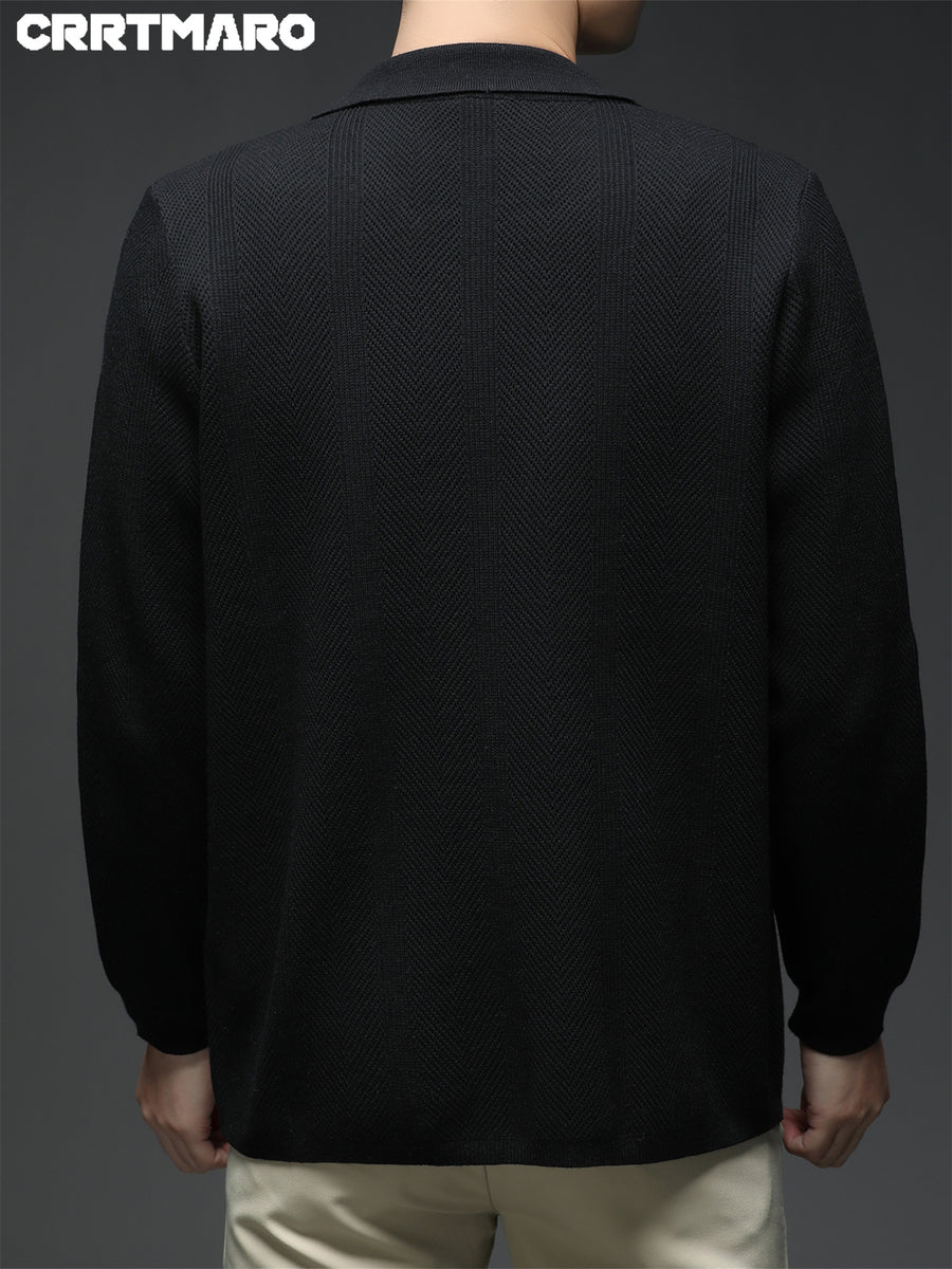ZBZP Men's Autumn/Winter Knitted Sweater - Premium Warm Winter Cardigan, New Arrival Oversized Loose Fit Open Front Cardigan for Men - Black