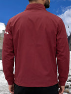 Men'S Spring Autumn Stand-Collar Casual Jacket, Zipper-Style Lightweight Coat, Side Contrast Stand-Collar Sporty Commuter Top - Burgundy