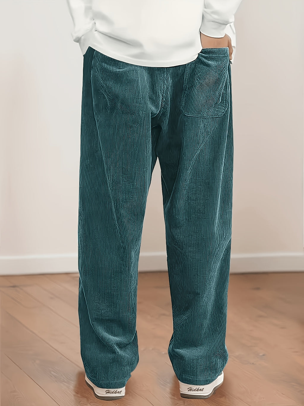 Women's Corduroy Pants - Elastic Waist Corduroy Trousers with Drawstring, Straight-Leg Lightweight Corduroy Pants Suitable for Casual Daily Wear, Dates & Outdoor Activities, Spring/Autumn Solid Color Pants (Hand Washable) - Peacock Blue