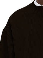 Men's Corduroy Half-Zip Knit Sweatshirt, Casual Versatile -Lined Long Sleeve Top, Autumn Winter Casual Loose Knitwear, Trendy Versatile Multiple Colors Available - Coffee Color
