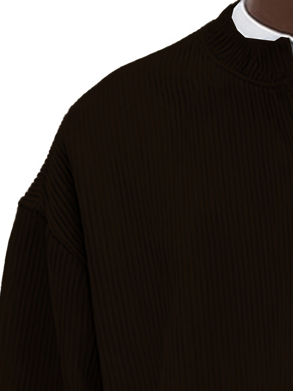 Men's Corduroy Half-Zip Knit Sweatshirt, Casual Versatile -Lined Long Sleeve Top, Autumn Winter Casual Loose Knitwear, Trendy Versatile Multiple Colors Available - Coffee Color