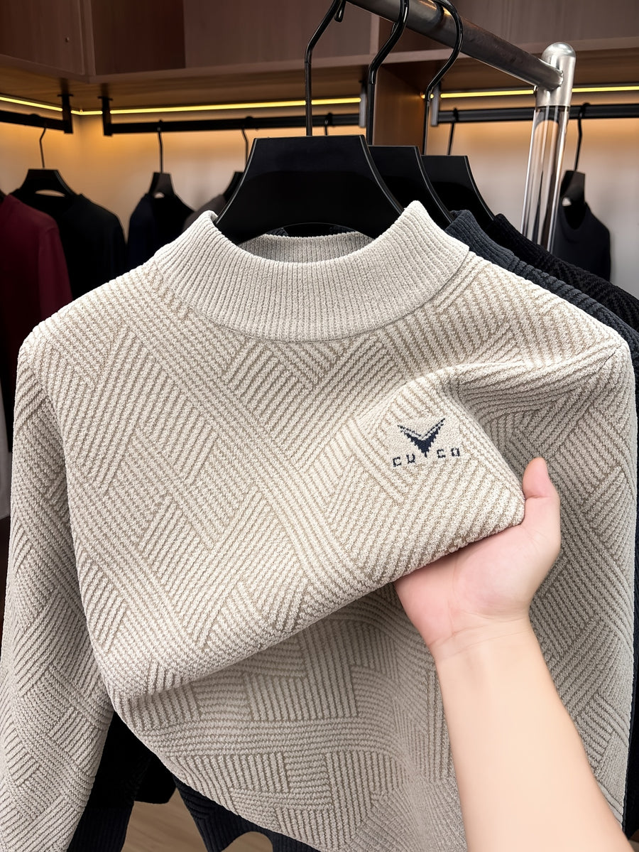 Minimalist Urban Crewneck Sweater for Portable Daily Commuting - Khaki 1