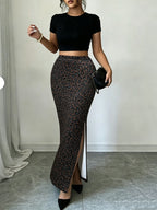 Latin Style Elegant High-Waist Printed Slit Long Skirt Tight Hip Skirt Vacation Beach Trendy Women'S Spring Summer Casual Bottom Women'S Curve Beauty S-XL Size Date Shopping Leisure Skirts for Women Long Skirts Pencil Skirts Split Skirts Summer Skir - Mixed colors