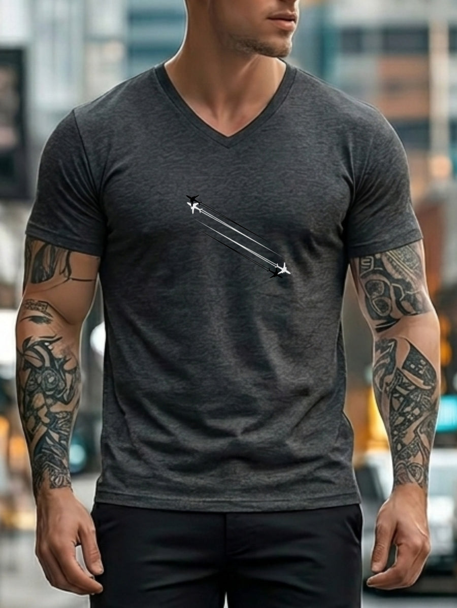 Casual Style Men'S T-Shirt Star Trail Design Summer Wear Gift for Him - Dark Gray