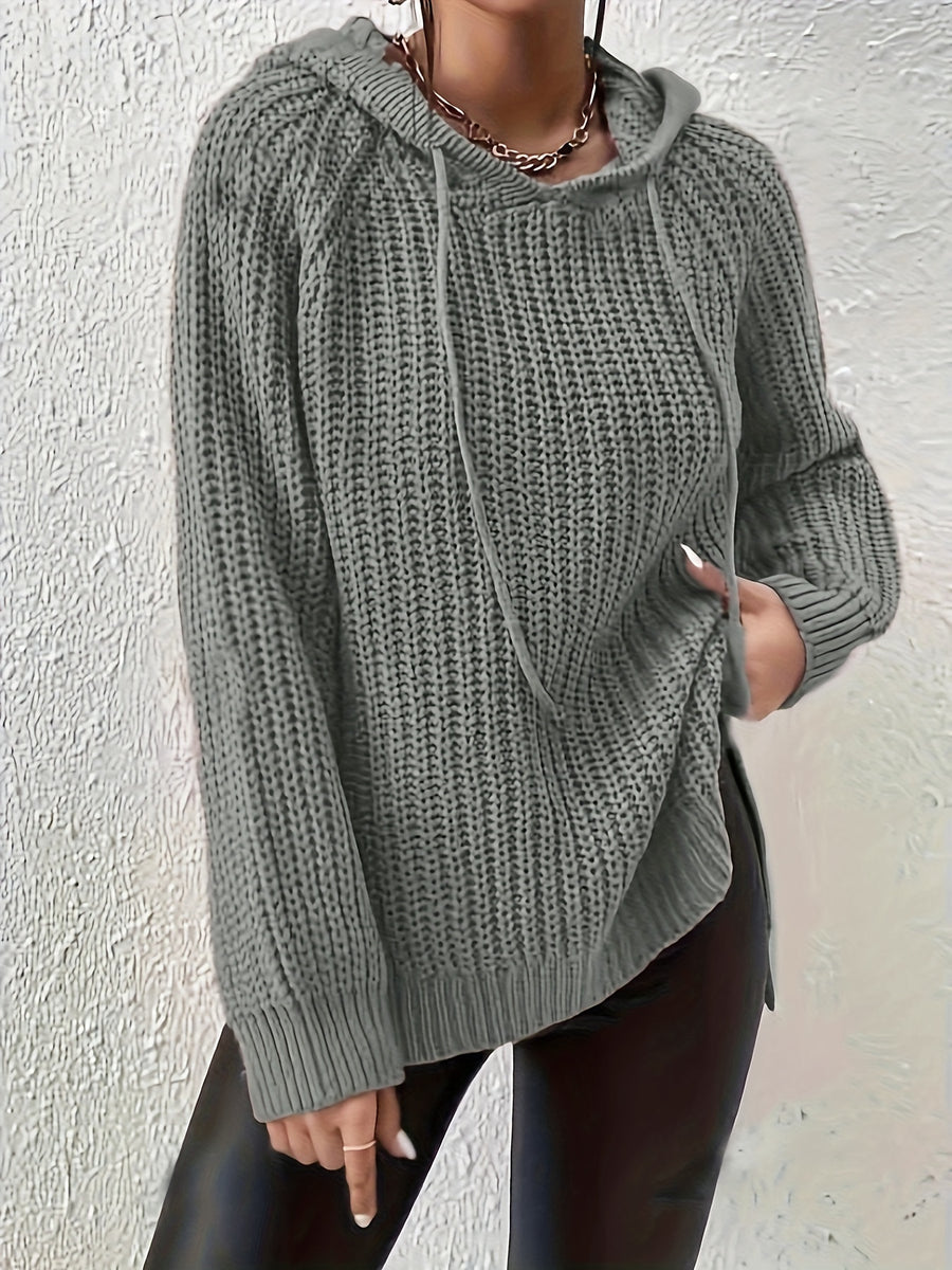 Women'S Solid-Color Elegant And Fashionable Hooded Top - Graphite Color