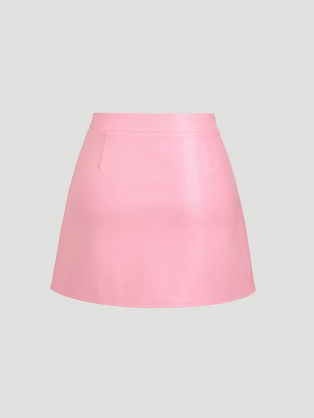 Elegant Vintage High-Waisted Pleated Brazilian PU Side Slit Flared A-Line Mini Skirt for Women, Y2K Clothing - Pink