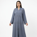 Steel Blue Silver Circle Stripe Abaya