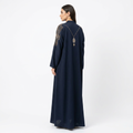 Navy Blue Gold Zigzag Pendant Abaya