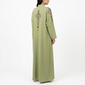 Sage Green Gold Blue Medallion Pendant Abaya