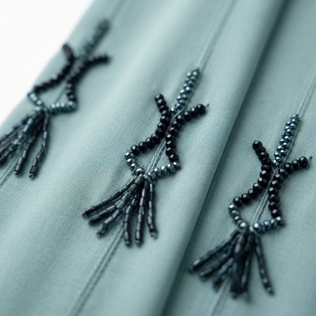 Mint Blue Tonal Cross Knot Scattered Abaya