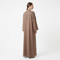 Mocha Brown Silver Sunburst Swirl Shoulder Abaya