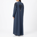 Slate Blue Black Copper Floral Shoulder Pendant Abaya